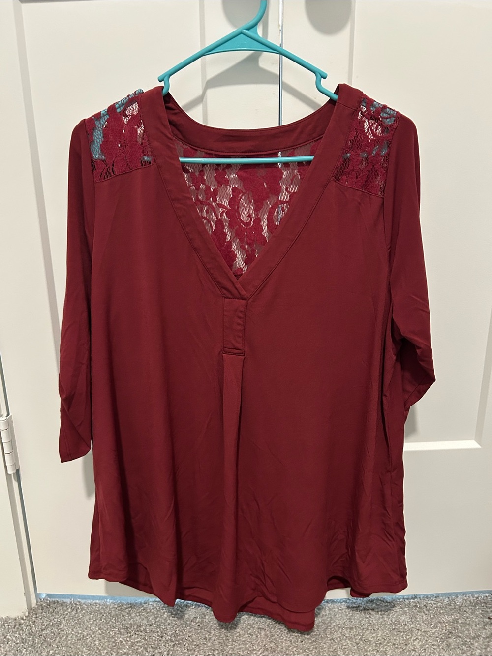 torrid Size 1 - Burgundy Harper Georgette Lace Trim Blouse